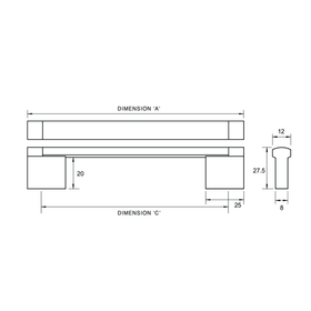 Kethy Face Mount Handle ( Round Top ) | 12MM