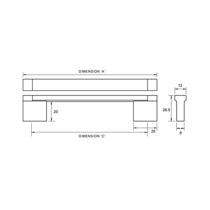 Kethy 12mm stainless steel flat top handle – modern slim cabinet handle for kitchens, wardrobes, and furniture