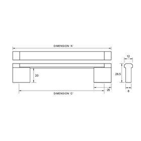 Kethy Bevel Edge Two Tone Top Handle | 12MM