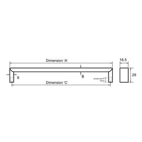 Kethy Flat Top Handle | 16.5MM | Polished Steel