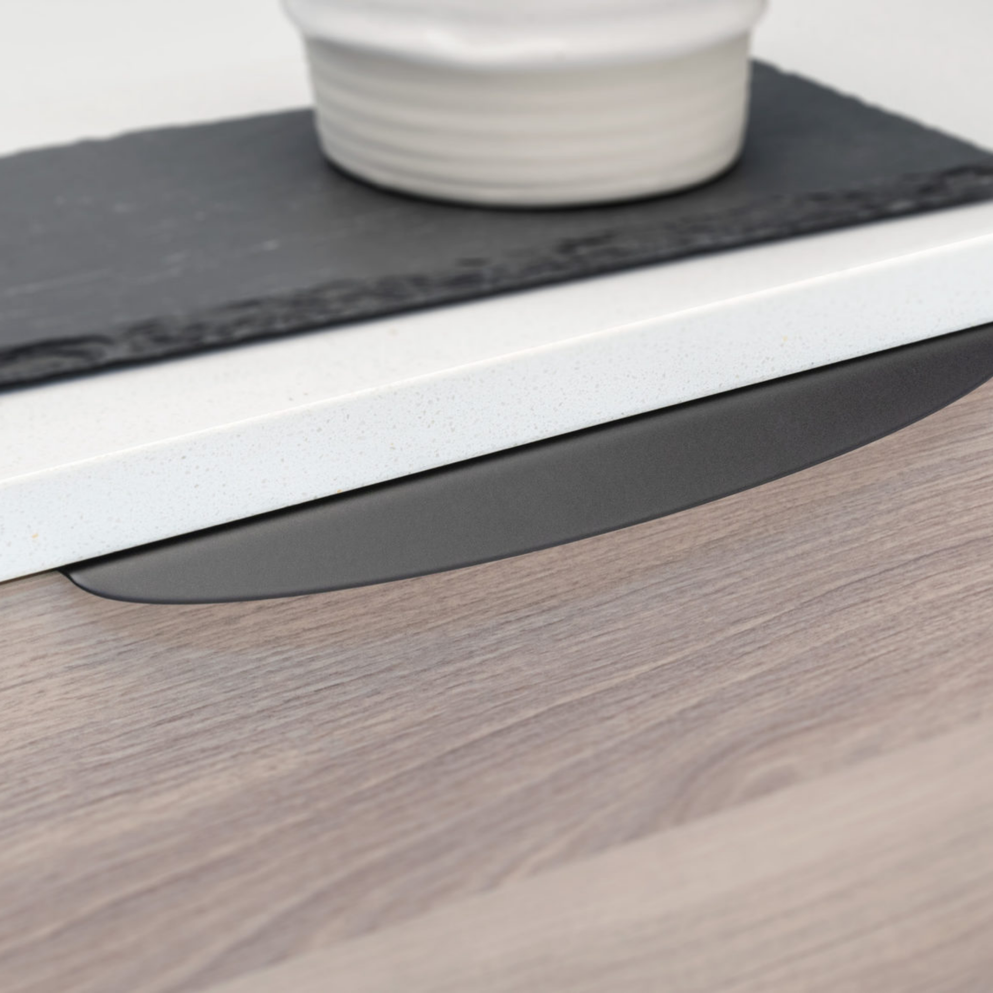 Kethy curved edge pull handle stainless steel for kitchen cabinets and drawers, modern ergonomic lip pull for cabinetry and joinery applications