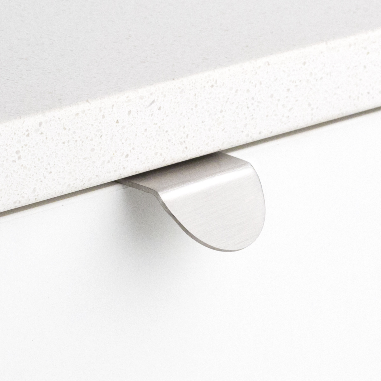 Kethy curved edge pull handle stainless steel for kitchen cabinets and drawers, modern ergonomic lip pull for cabinetry and joinery applications