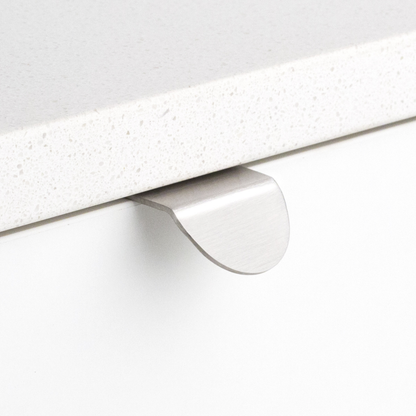 Kethy curved edge pull handle stainless steel for kitchen cabinets and drawers, modern ergonomic lip pull for cabinetry and joinery applications