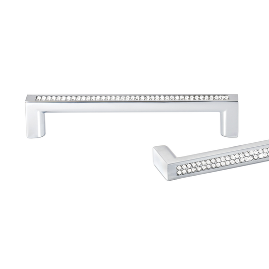 Kethy Ankaa 96mm crystal cabinet handle, modern die-cast zinc furniture pull with glass crystal insert for kitchen cabinets, drawers, and contemporary interiors