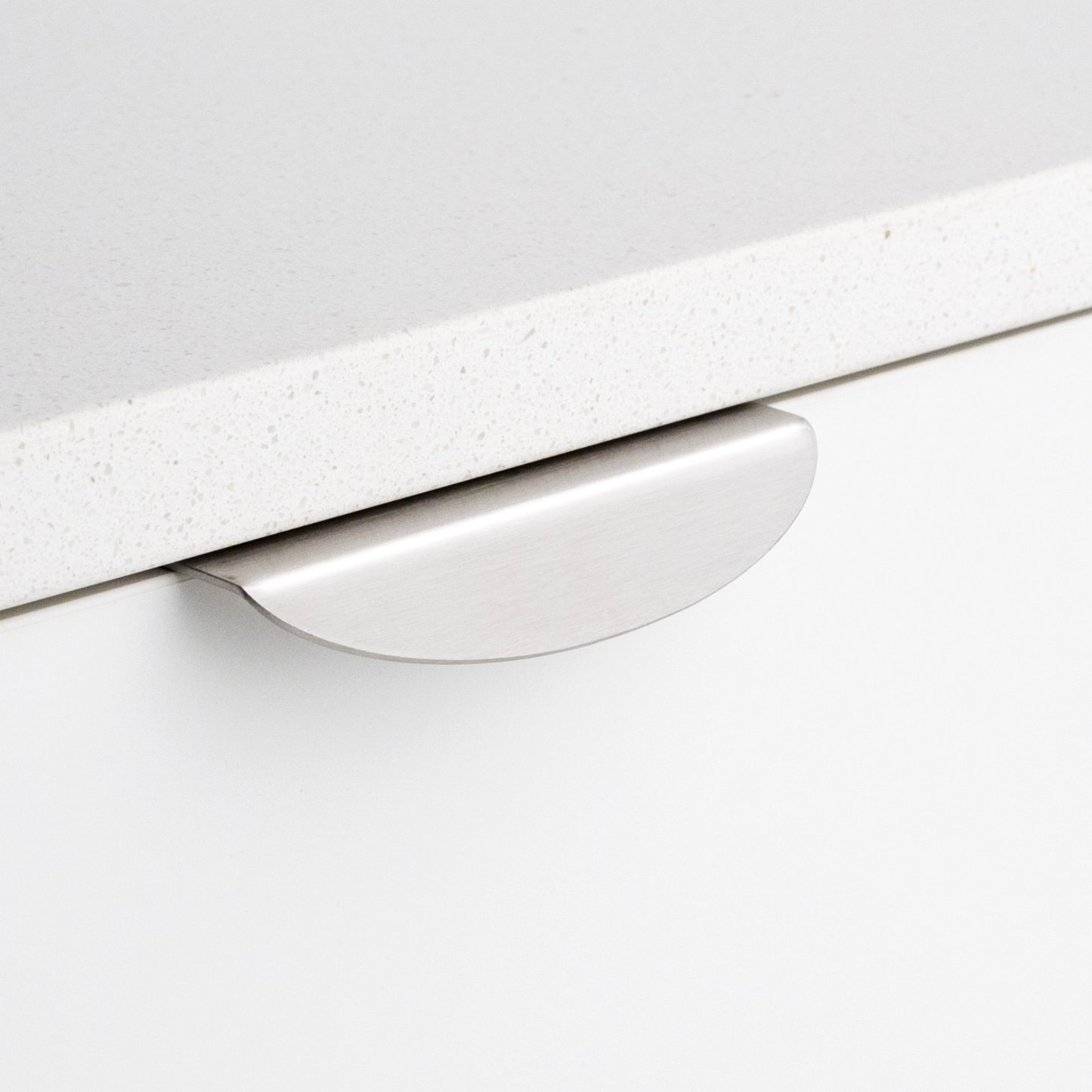 Kethy curved edge pull handle stainless steel for kitchen cabinets and drawers, modern ergonomic lip pull for cabinetry and joinery applications