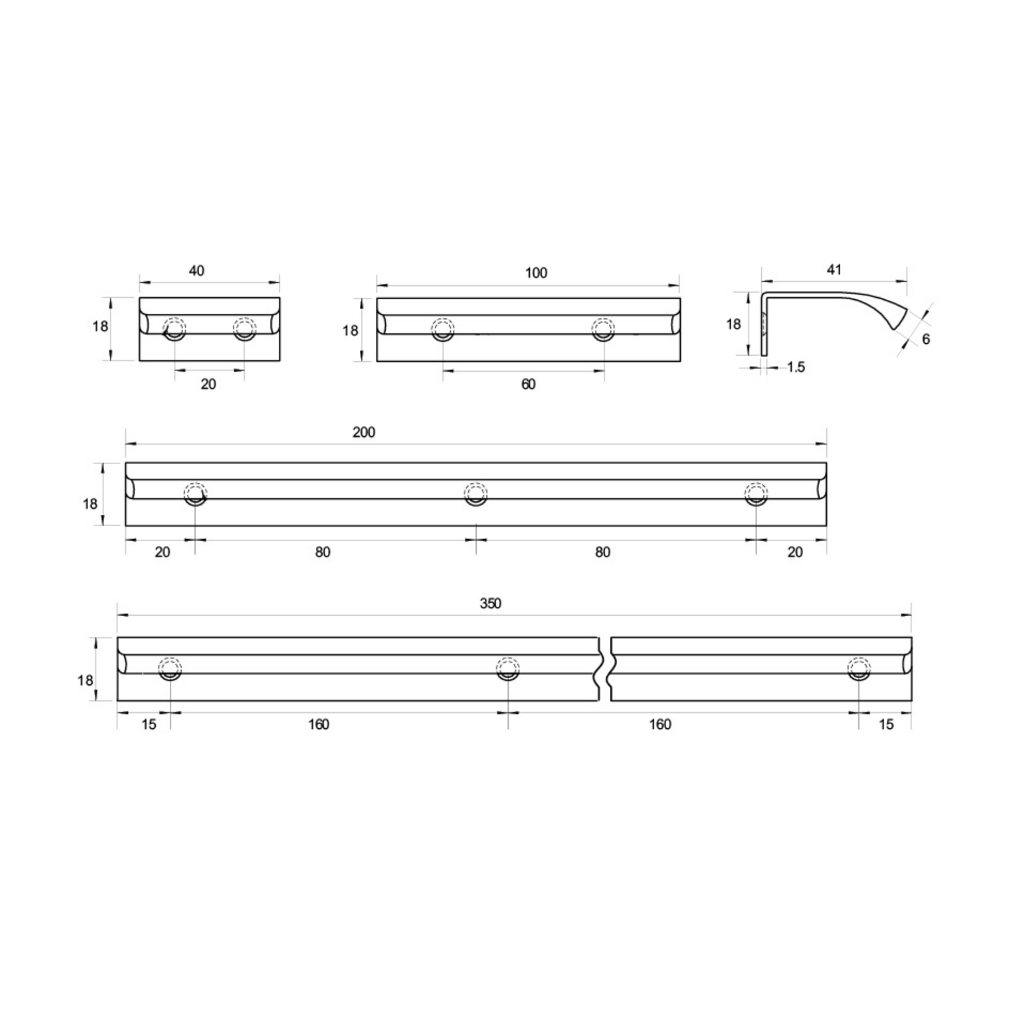Kethy aluminium edge pull handle for modern kitchen cabinets and drawers