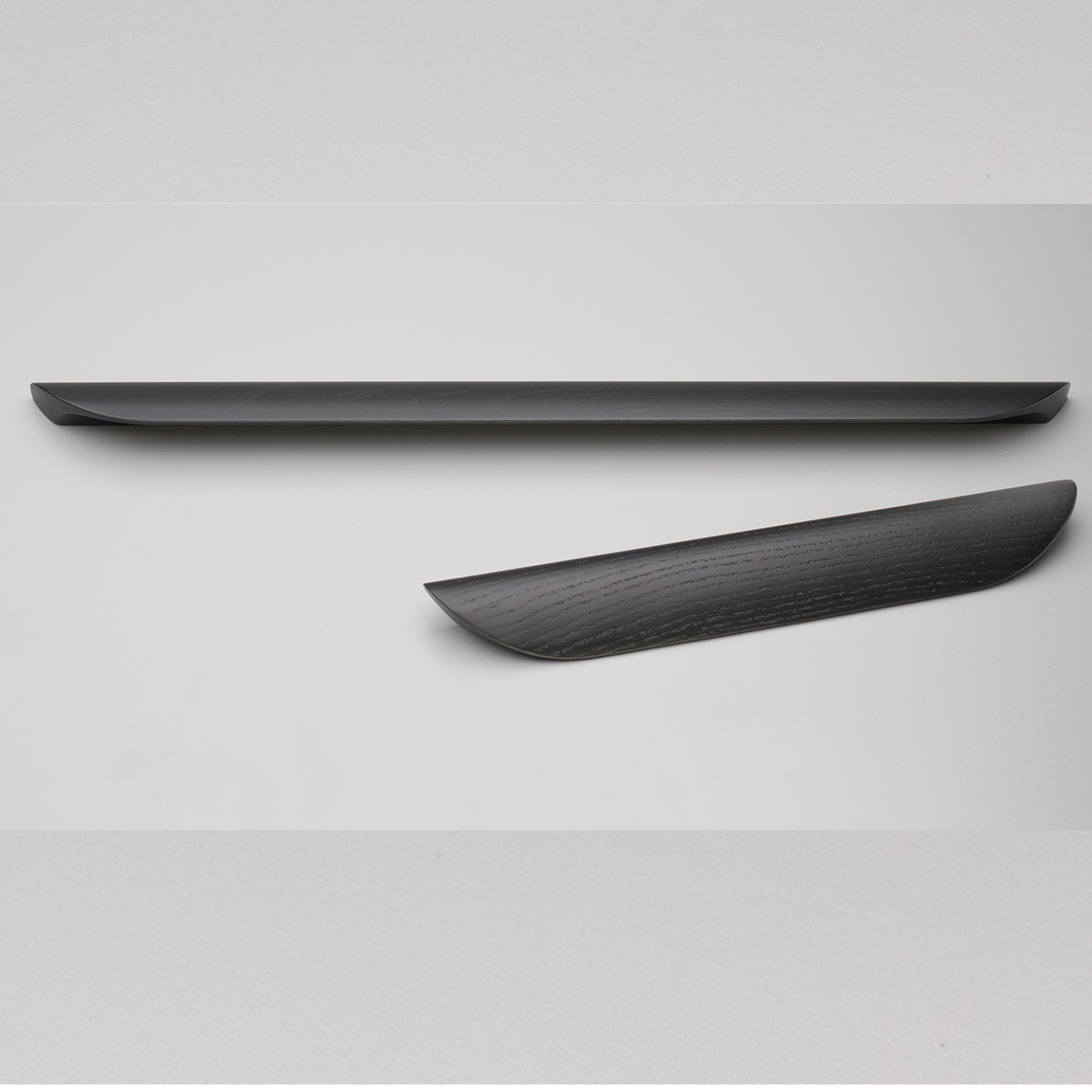 Kethy Archive finished timber curved cabinet and drawer pull handle in ash, oak, walnut or dark brown stain