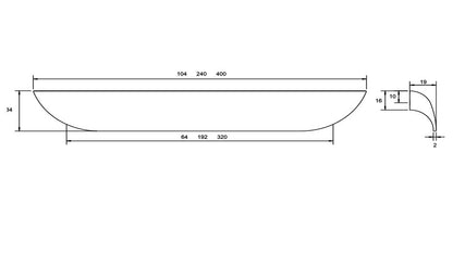 Kethy Archive finished timber curved cabinet and drawer pull handle in ash, oak, walnut or dark brown stain