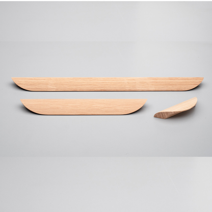 Kethy Archive unfinished raw oak timber curved cabinet and drawer pull handle