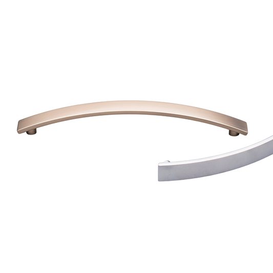 Kethy bridge cabinet handle in satin chrome finish, modern metal furniture pull handle for kitchen cupboards, drawers and cabinetry hardware