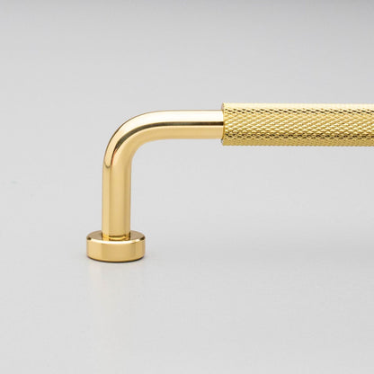Kethy Bugle solid brass knurled cabinet and drawer handle in polished brass or matt black finish