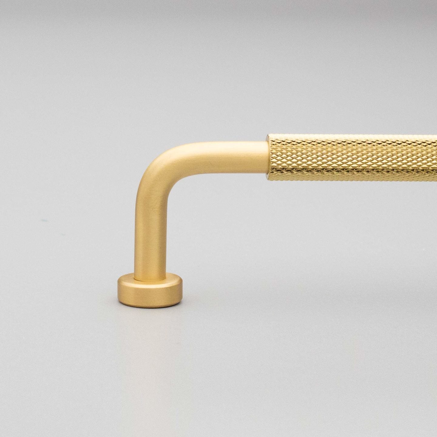 Kethy Bugle solid brass knurled cabinet and drawer handle in polished brass or matt black finish