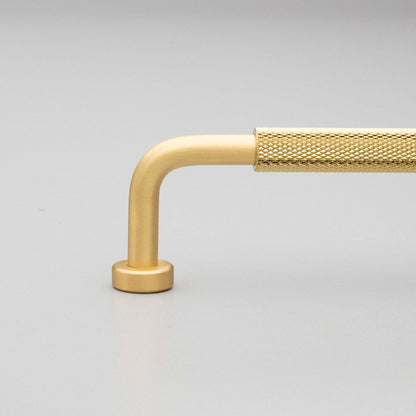 Kethy Bugle solid brass knurled cabinet and drawer handle in polished brass or matt black finish