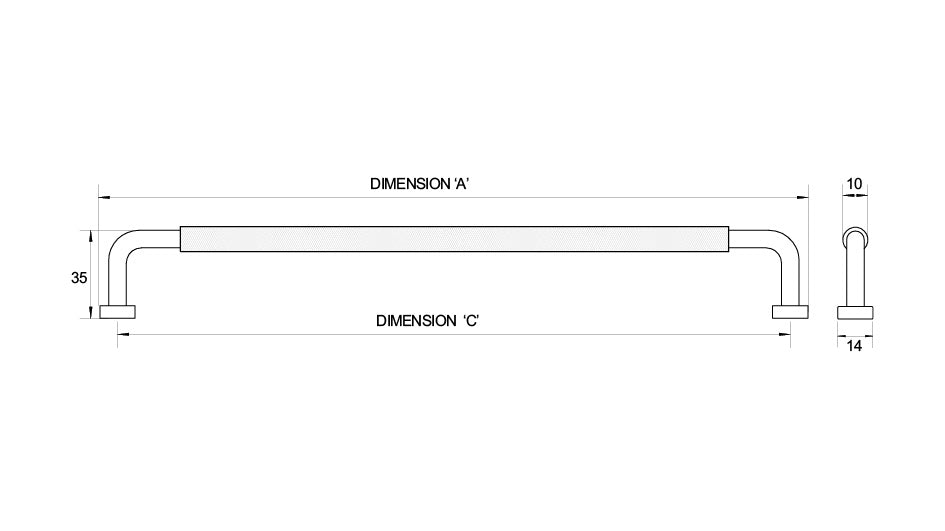 Kethy Bugle solid brass knurled cabinet and drawer handle in polished brass or matt black finish
