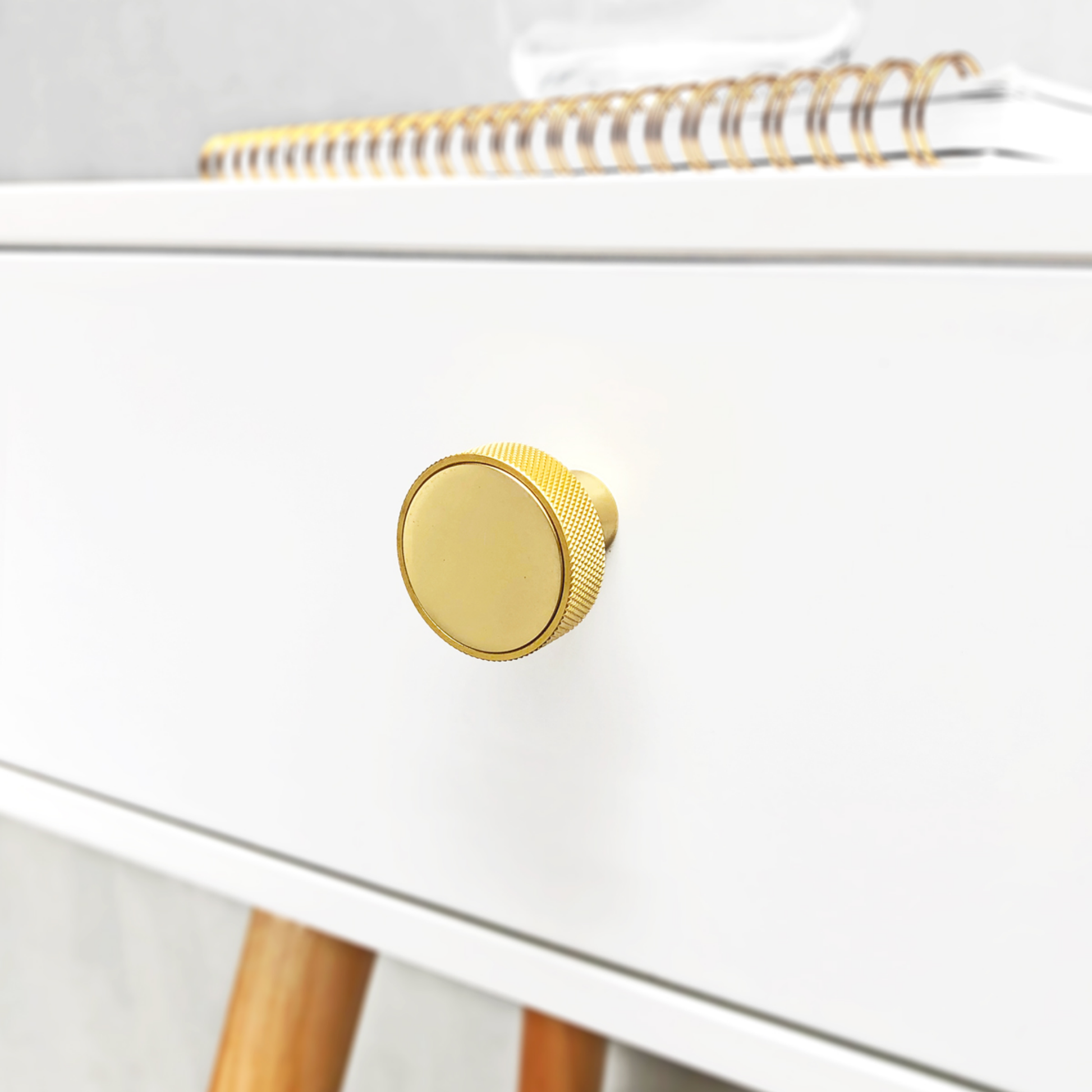 Kethy 32mm brass bugle cabinet knob, modern solid brass furniture knob for kitchen cabinets, drawers, and contemporary interior design