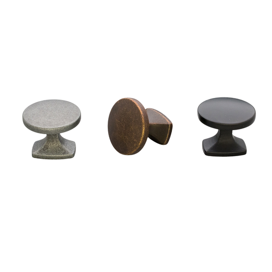 Kethy Classic 34mm cabinet knob in antique brown finish, round die-cast zinc furniture knob for kitchen cupboards, drawers and cabinetry hardware