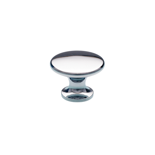 Brass button-style back-to-back cabinet knob pair, modern minimalist door and drawer hardware for contemporary cabinetry applications