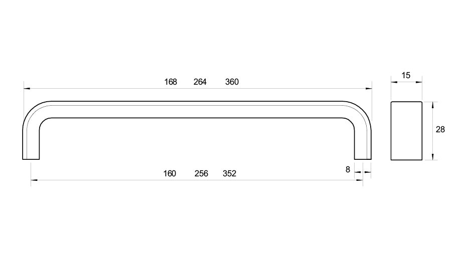 Kethy Ealing D-style cabinet pull handle in brushed ORB, matt black, polished chrome or stainless effect – multiple sizes available