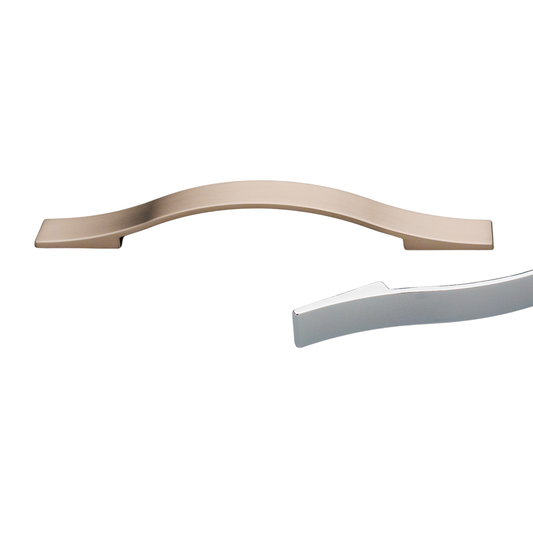 Kethy flat bow cabinet handle modern slim die-cast zinc pull handle for kitchen cabinets and drawers in chrome or stainless finish
