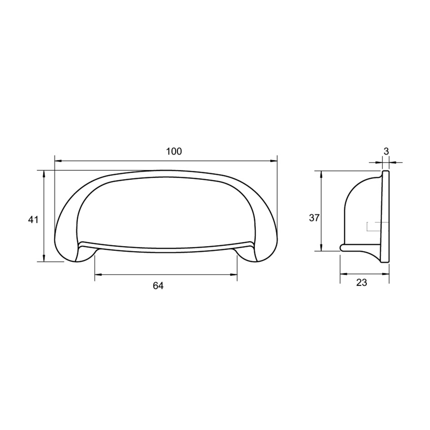 Kethy Hampton 64mm shell cabinet handle with classic cup design for kitchen cupboards, drawers, and furniture doors