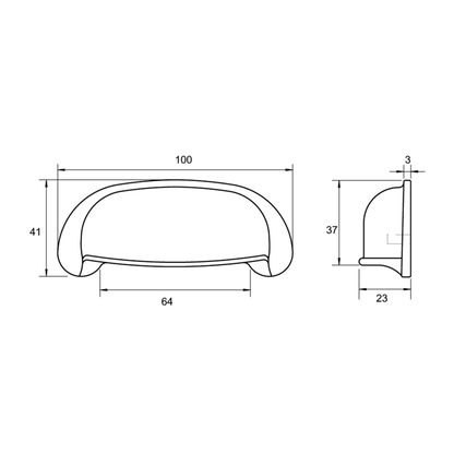 Kethy Hampton 64mm shell cabinet handle with classic cup design for kitchen cupboards, drawers, and furniture doors