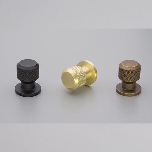 Kethy Herning die‑cast zinc cabinet knob in Antique Bronze, Brushed Gold, Black Matt and Inox Look finishes