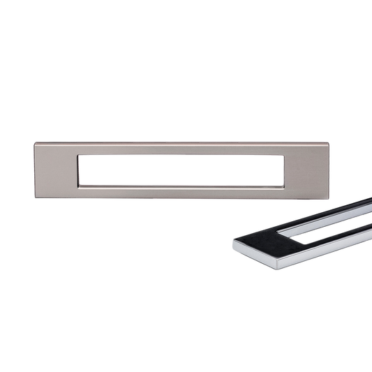 Kethy Keyline modern cabinet handle in brushed nickel finish, slim die-cast zinc furniture pull for kitchen cupboards, drawers and cabinetry hardware