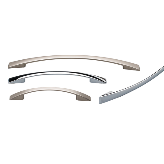 Kethy Loftus cabinet handle modern flat bow pull handle for kitchen cabinets and drawers in polished chrome or stainless effect finish