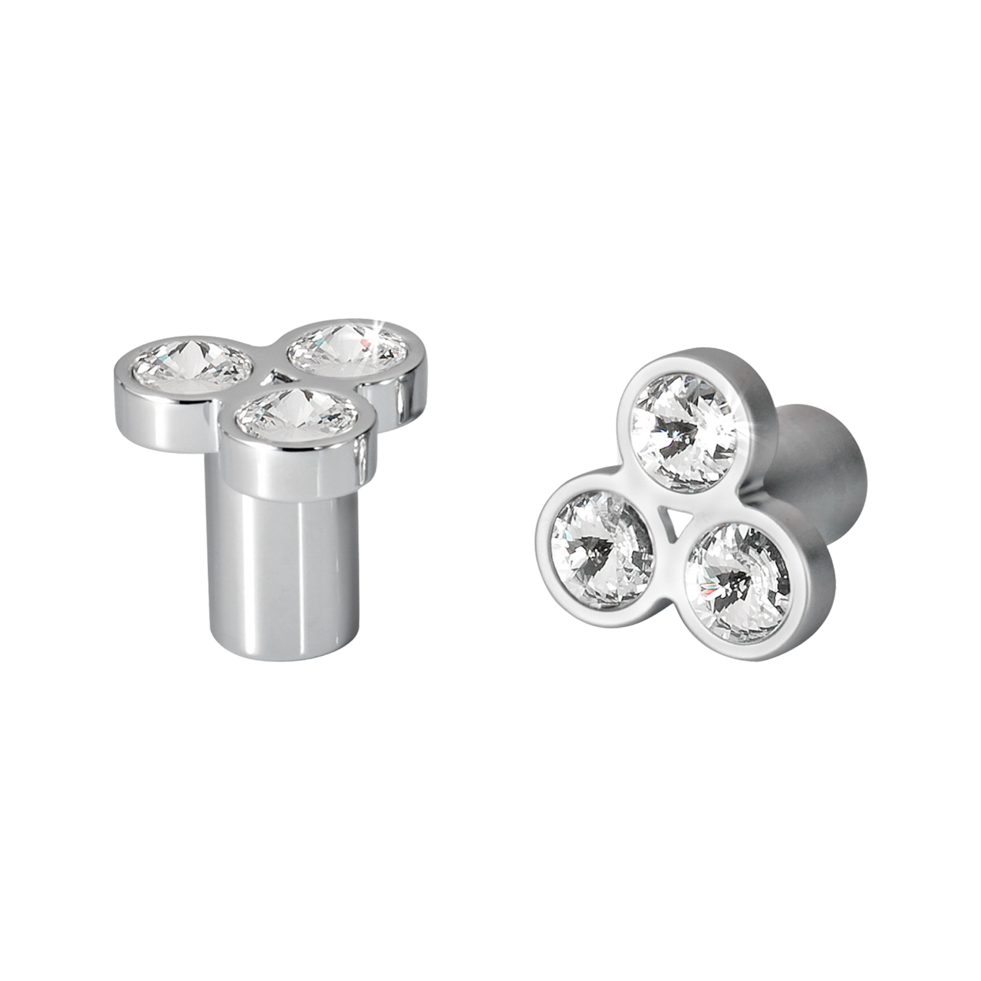 Kethy Rigel 3 stone crystal cluster cabinet knob, modern decorative furniture knob for kitchen cabinets, drawers, and luxury contemporary interiors