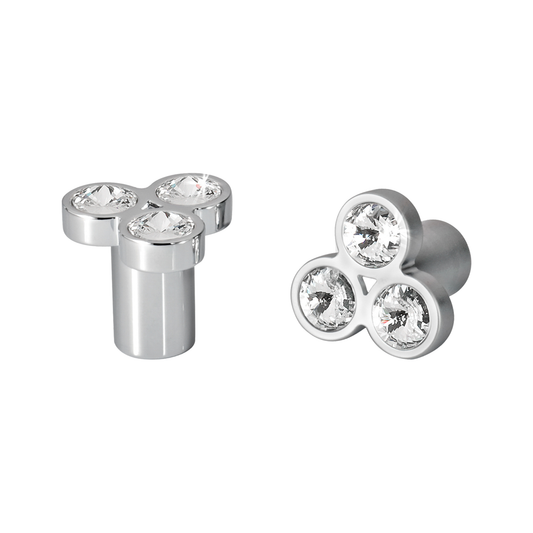 Kethy Rigel 3 stone crystal cluster cabinet knob, modern decorative furniture knob for kitchen cabinets, drawers, and luxury contemporary interiors