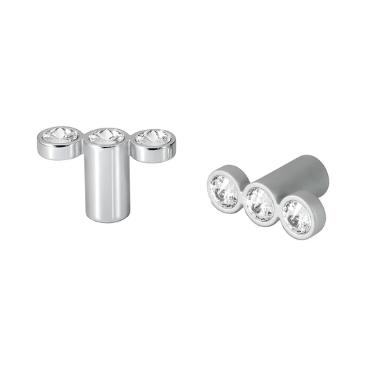 Kethy Rigel inline crystal knob, modern decorative cabinet handle with glass crystal insert for kitchen drawers, cupboards, and luxury furniture design
