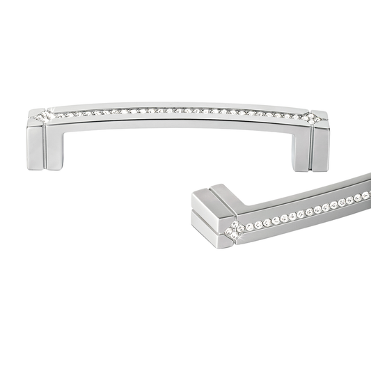 Kethy Rigel inline crystal cabinet handle, modern decorative furniture pull with glass crystal insert for kitchen cabinets, drawers, and luxury interiors