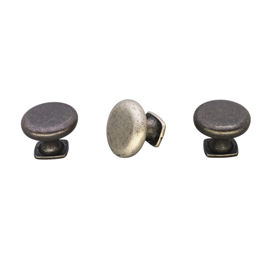 Kethy Sherlock 34mm round cabinet knob in antique pewter finish, modern die-cast zinc furniture knob for kitchen doors and drawers