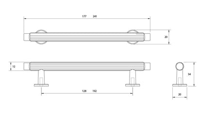 Kethy Skagen die-cast zinc cabinet handle in Black Nickel, Polished Nickel, Antique Brown and Gunmetal finishes – 128 mm & 192 mm