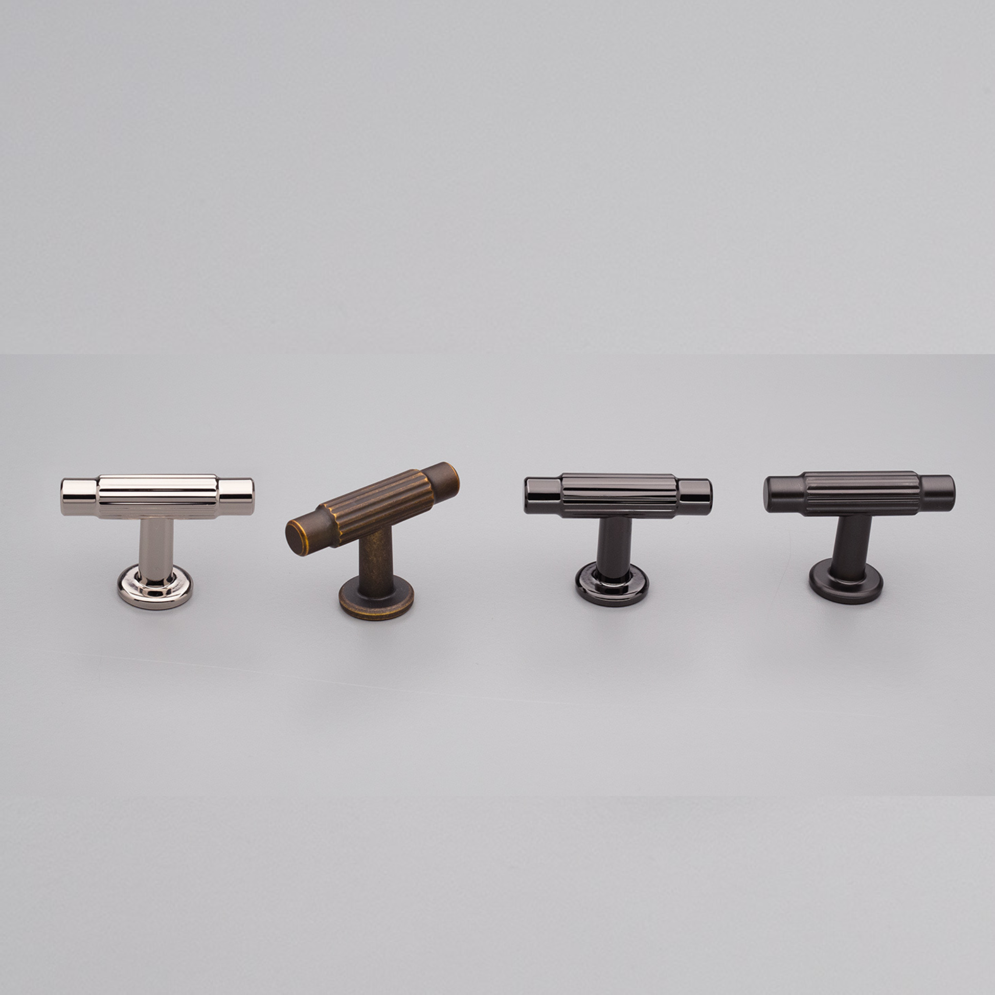 Kethy Skagen T die-cast zinc cabinet and drawer pull handle in Black Nickel, Polished Nickel, Antique Brown and Gunmetal finishes