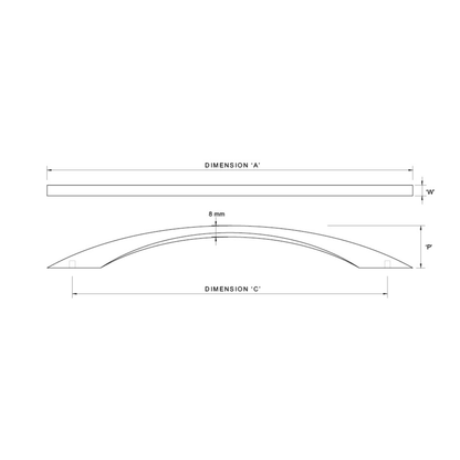 Kethy square bow cabinet handle, modern metal door and drawer pull handle for kitchen cabinetry, furniture, and joinery applications with sleek contemporary square design