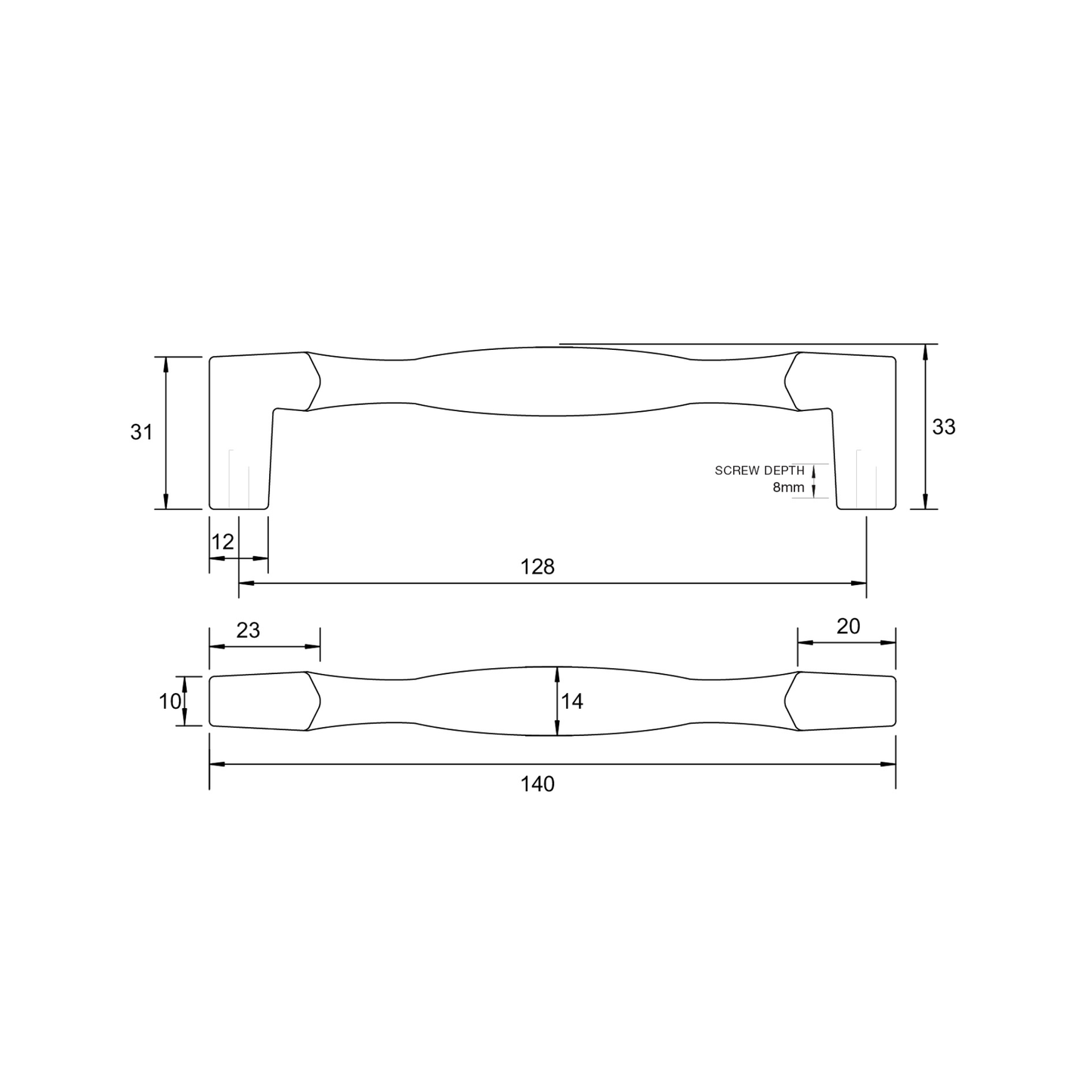 Kethy Square Hampton 128mm cabinet handle with modern square design for kitchen cupboards, drawers, and furniture doors