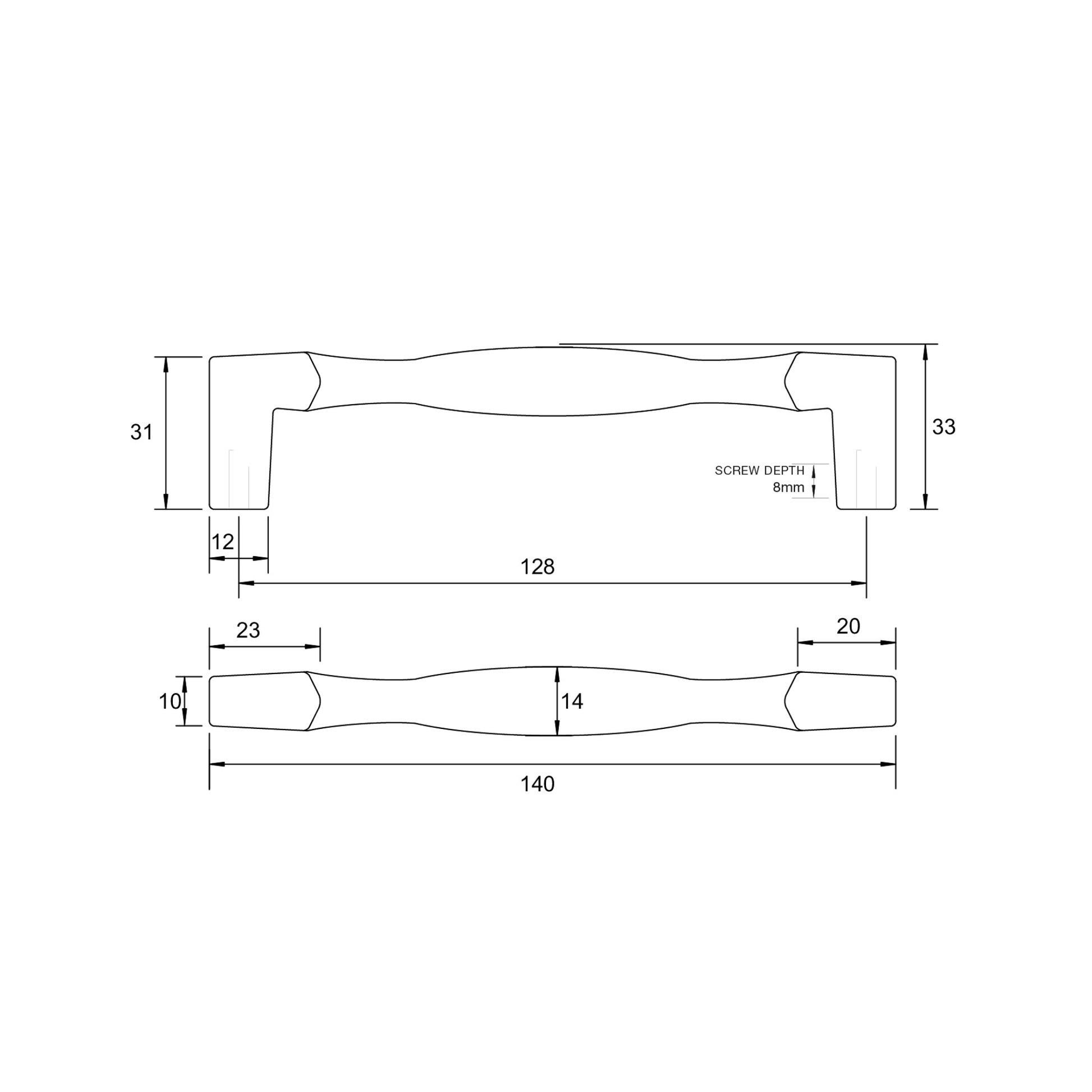 Kethy Square Hampton 128mm cabinet handle with modern square design for kitchen cupboards, drawers, and furniture doors