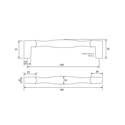 Kethy Square Hampton 128mm cabinet handle with modern square design for kitchen cupboards, drawers, and furniture doors