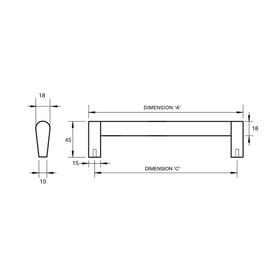 Kethy 18mm Stainless Steel Tapered Handle