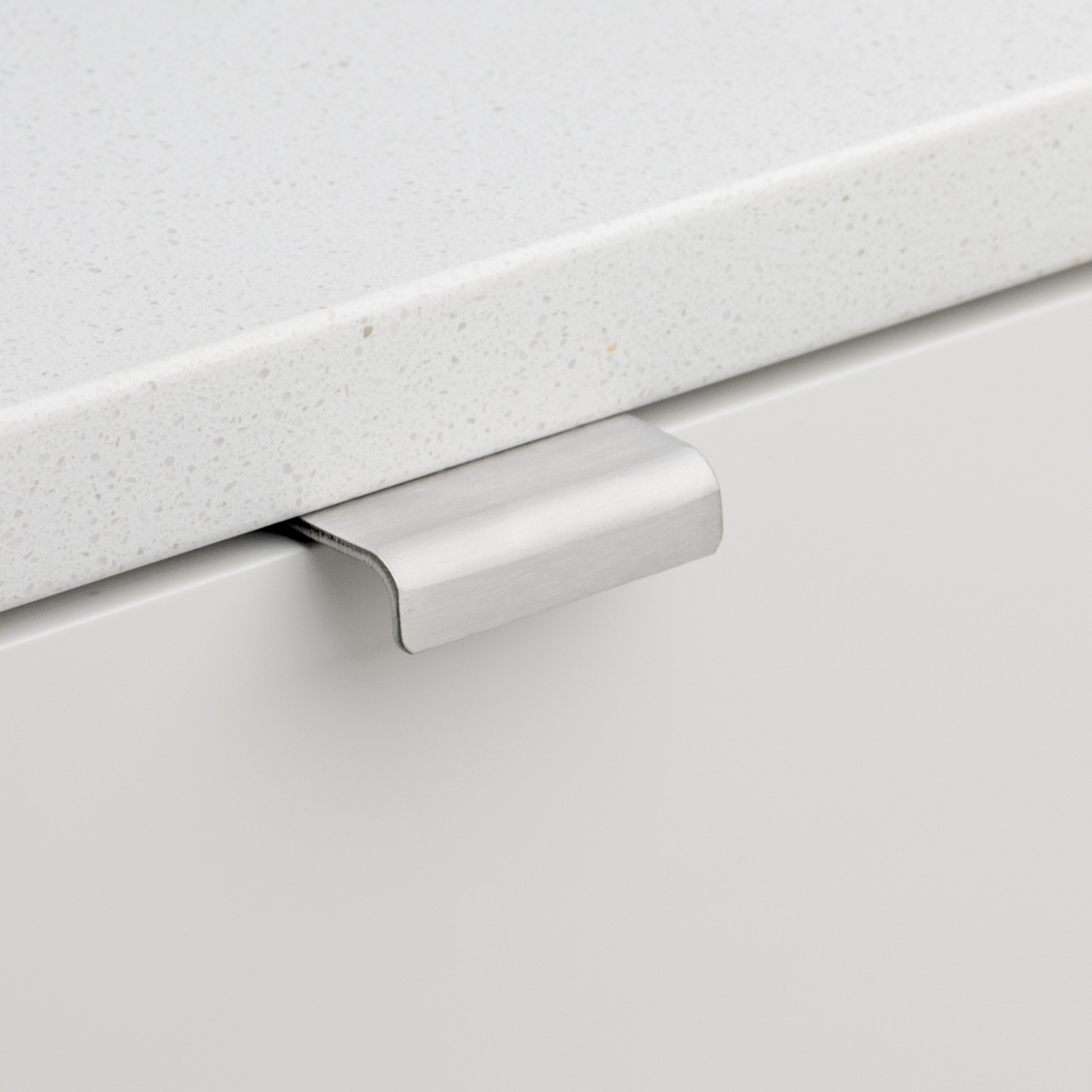 Kethy Modena stainless steel edge pull handle for kitchen cabinets and drawers, modern minimalist lip pull for joinery and cabinetry applications
