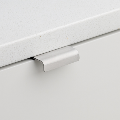 Kethy Modena stainless steel edge pull handle for kitchen cabinets and drawers, modern minimalist lip pull for joinery and cabinetry applications