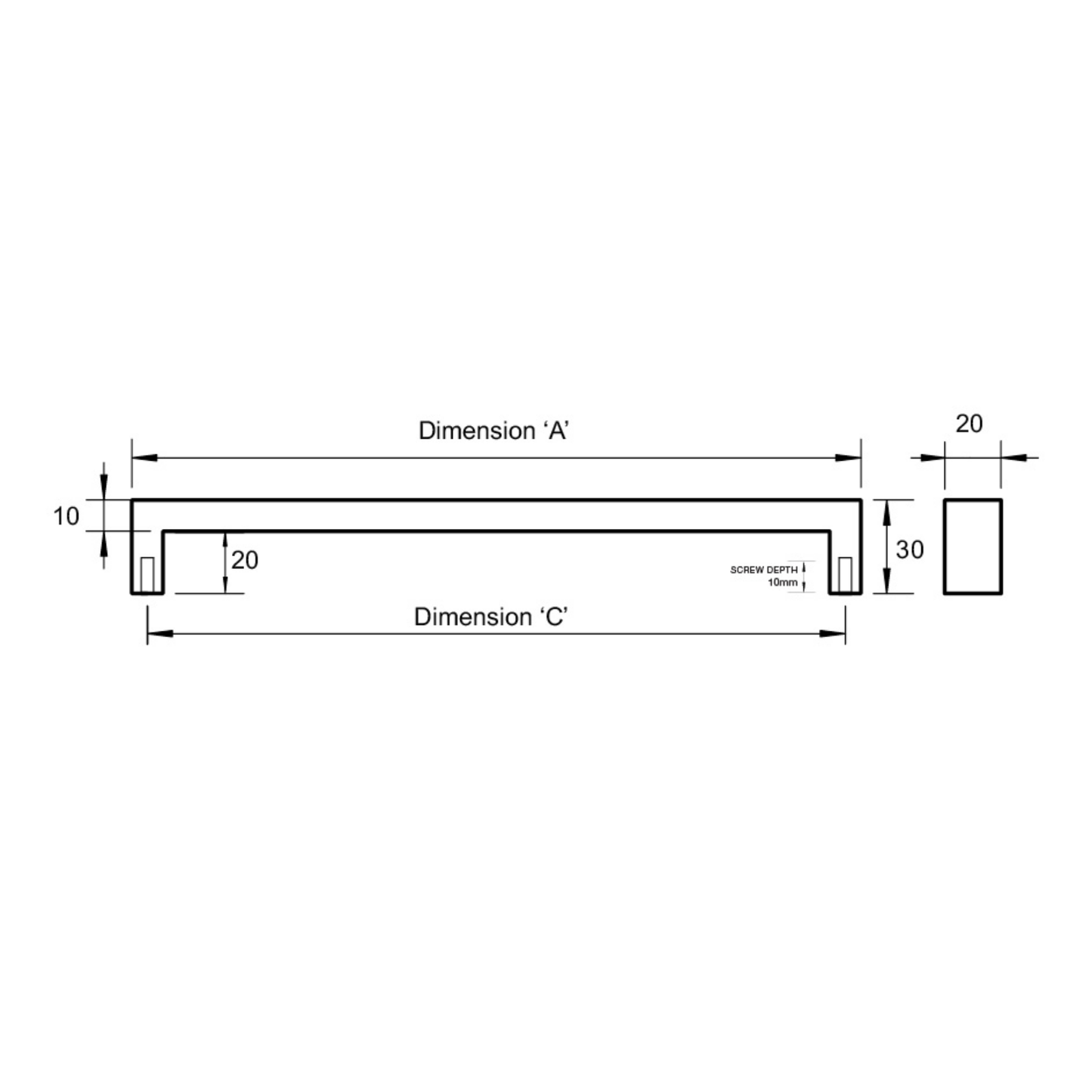 Kethy oblong stainless steel flush ends handle – modern recessed cabinet handle for kitchens, wardrobes, and furniture