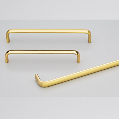 Kethy Trumpet solid brass cabinet and drawer handle in polished brass gloss or brass matt finish, available in 128mm, 160mm, 224mm centres