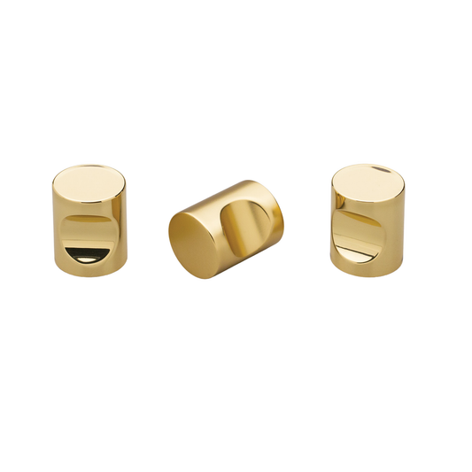 Kethy 20mm brass tuba cabinet knob, modern solid brass furniture knob for kitchen drawers, cupboards, and contemporary minimalist interior design