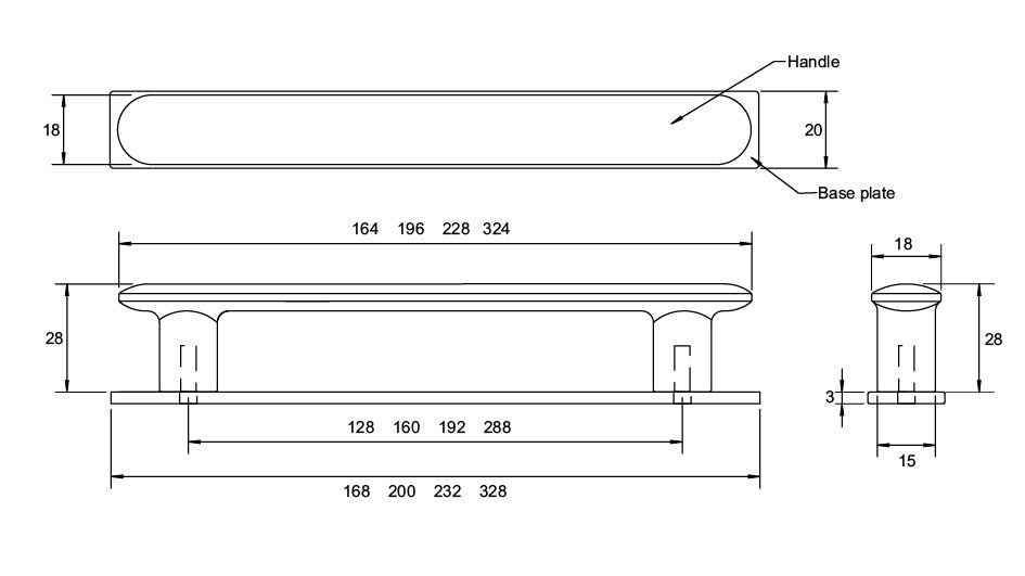 Kethy Yarra modern cabinet pull handle in matt finish – available in multiple centre‑to‑centre sizes for kitchen, wardrobe and furniture hardware