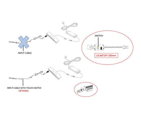 L&S LED 24V Input Cable with Touch Switch to suit 24V Flexible Strip Reel. Length: 200mm by W&B