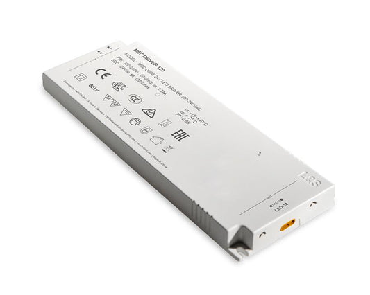 L&S MEC 120W LED driver – 24V high-power supply for smart LED modules, providing stable and efficient lighting for residential and commercial applications.