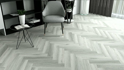 Lunar Glow - Herringbone Hybrid Flooring 8mm