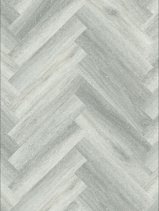 Lunar Glow 8mm herringbone hybrid flooring with natural timber look, waterproof scratch-resistant floorboards for modern homes and commercial spaces
